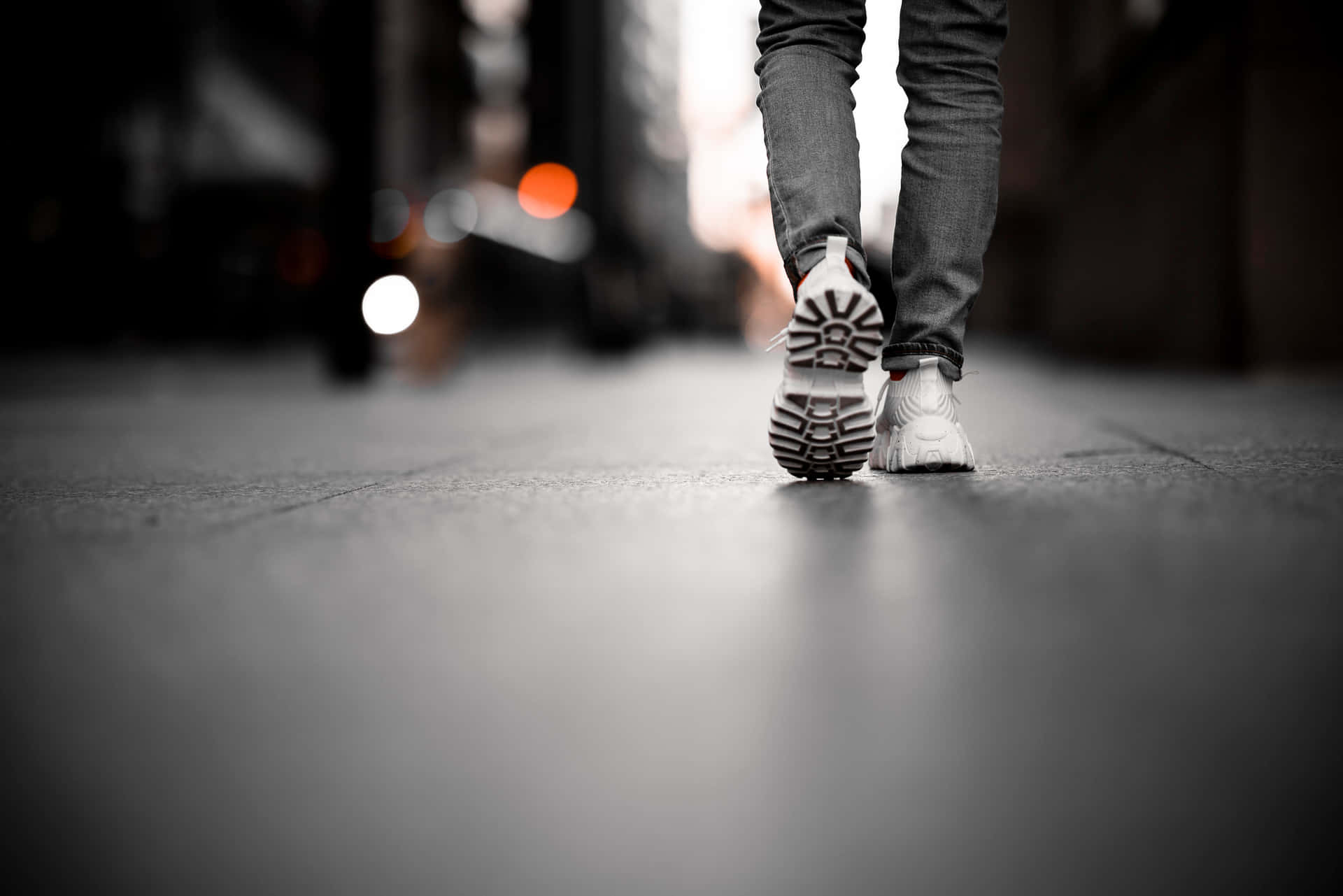 Male Feet Walking In A Gentle Stride Background