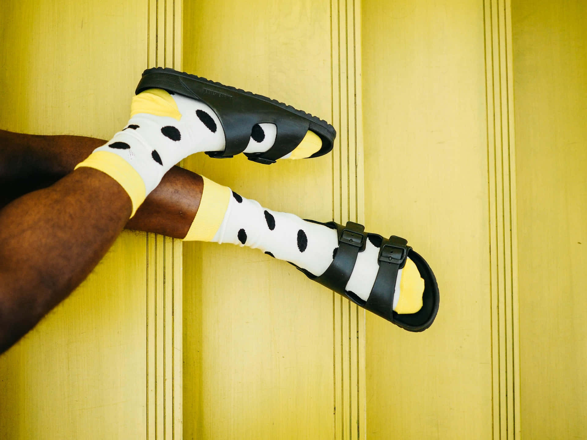 Male Feet With Iconic Socks Background