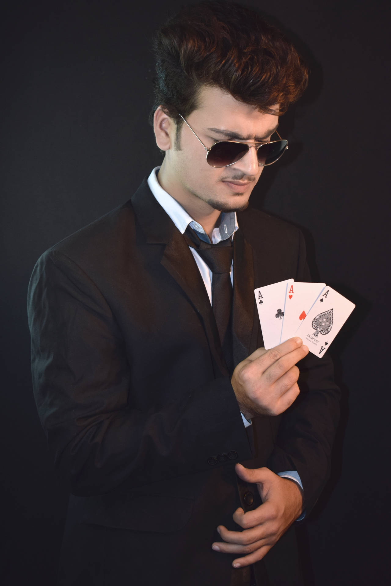 Male Model Playing Cards Background