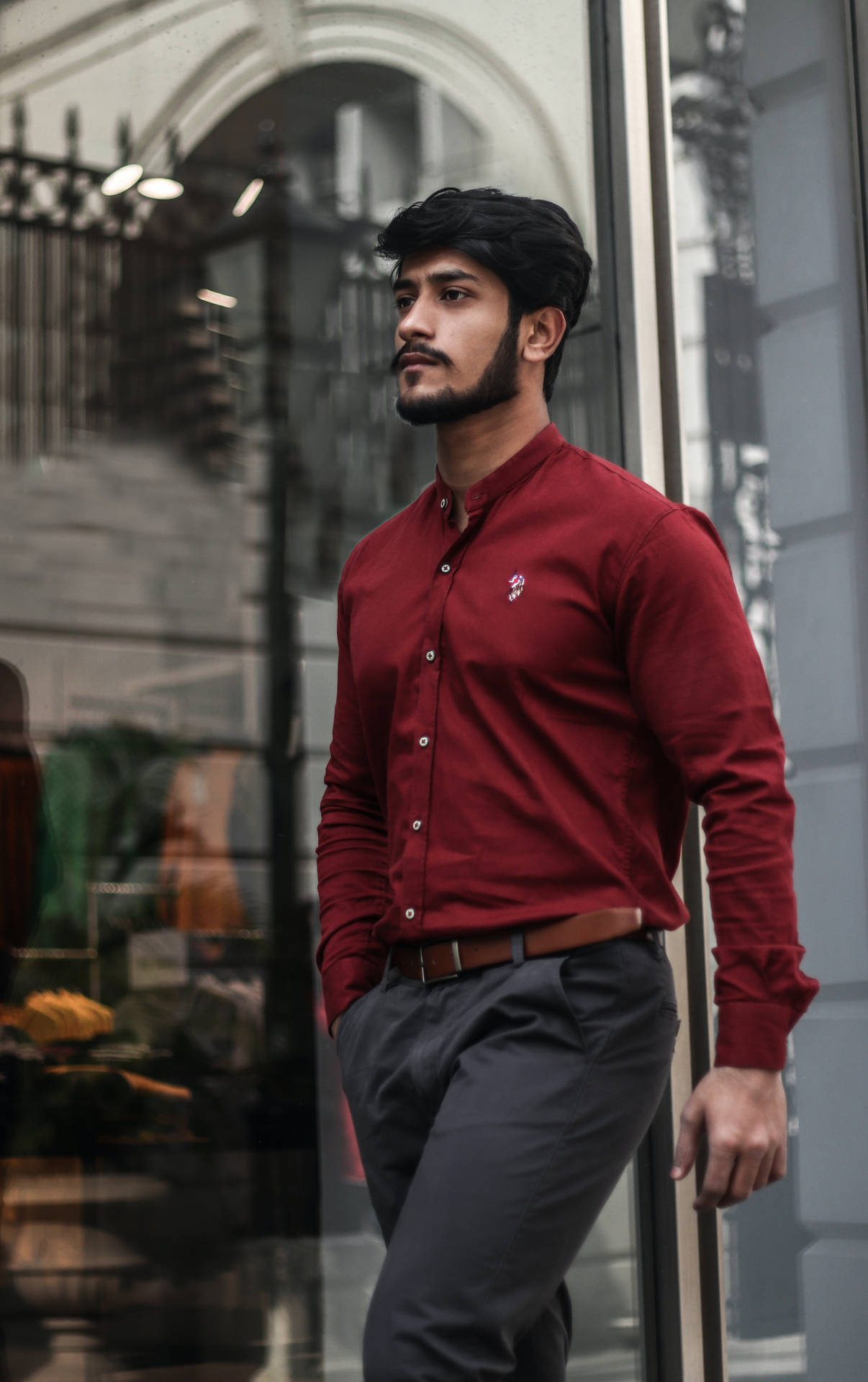 Male Model Red Shirt