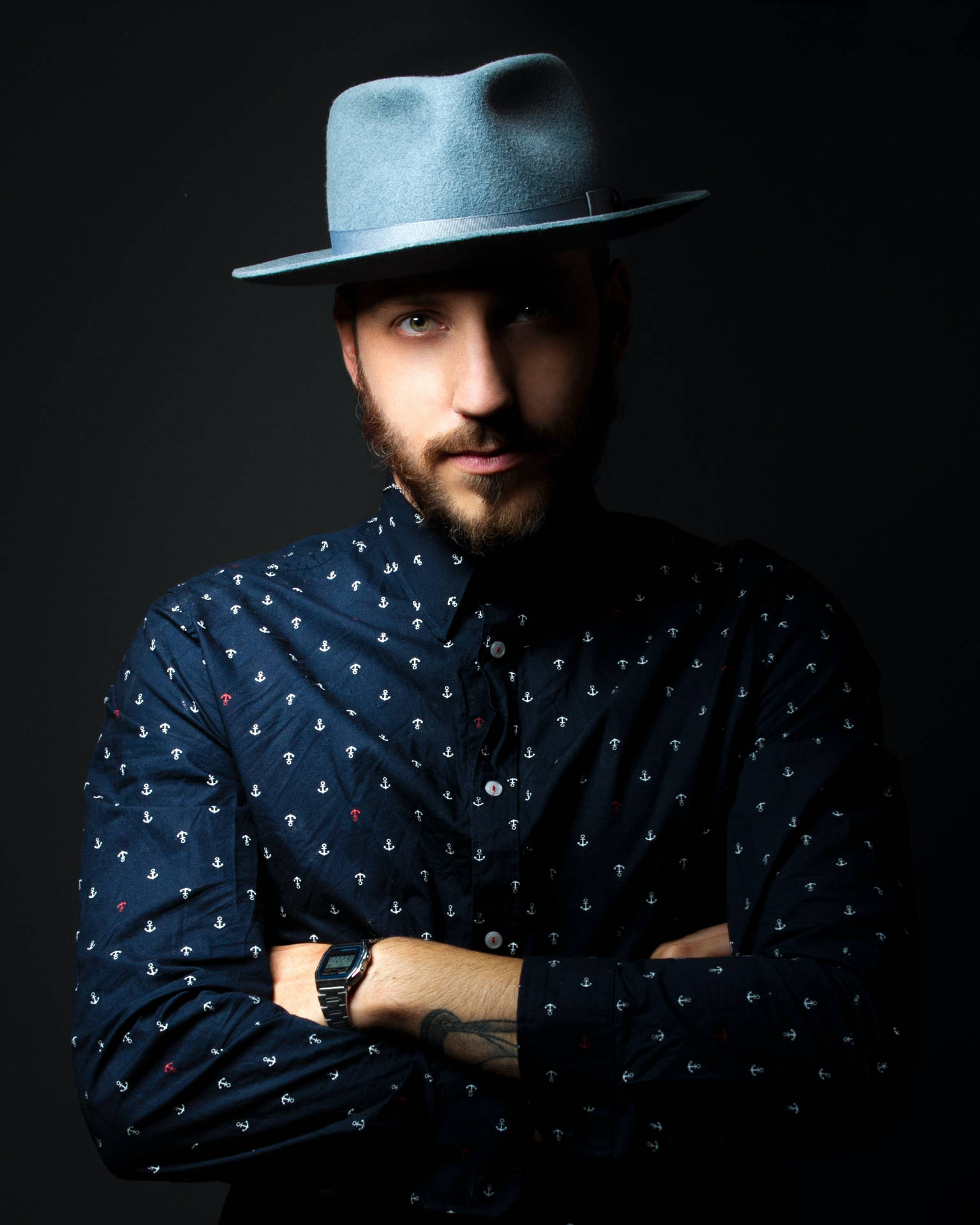 Male Model Wool Hat Background