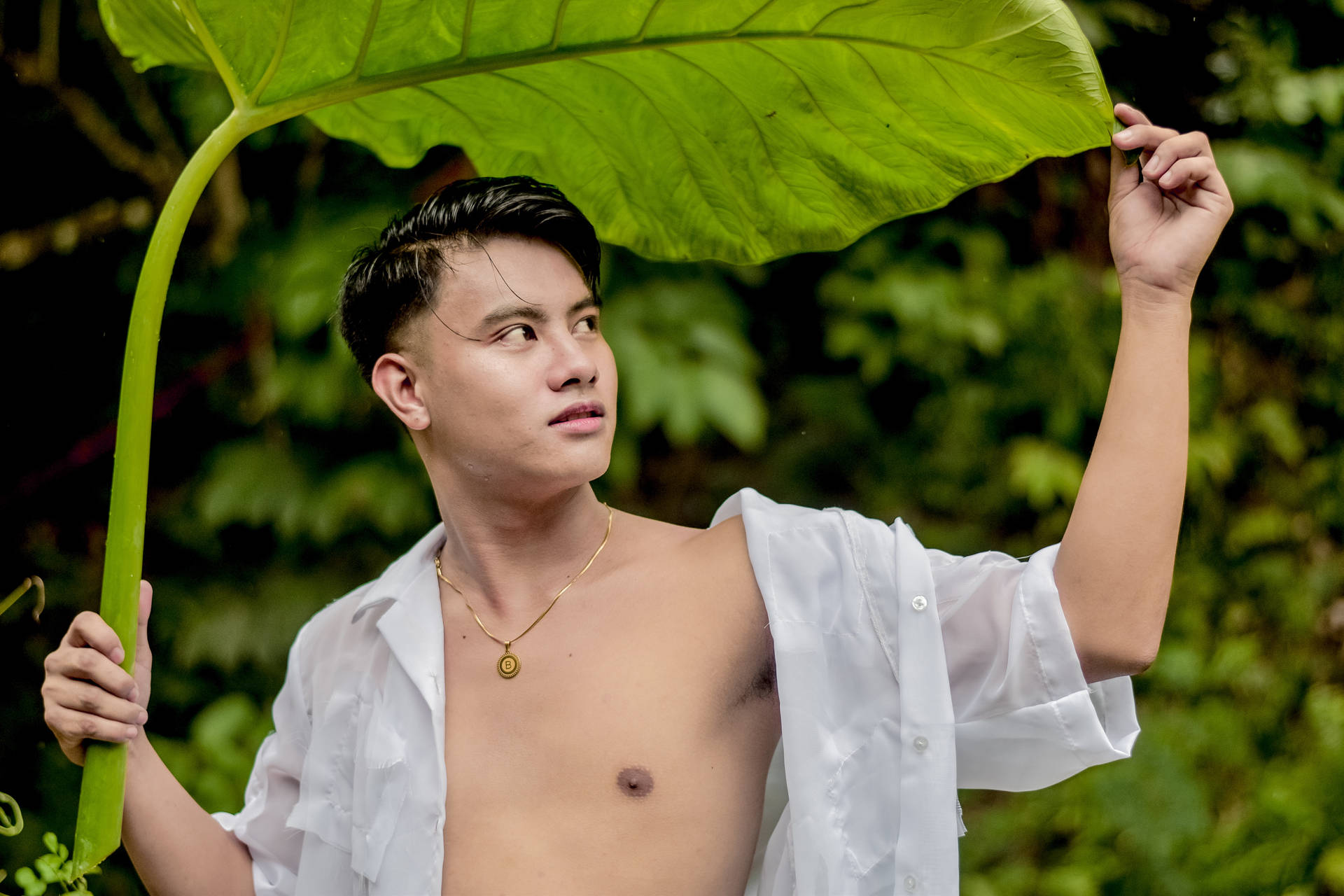 Male Pose White Shirt Background