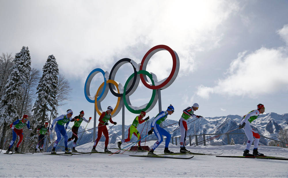Male Ski Players At Winter Olympics Background