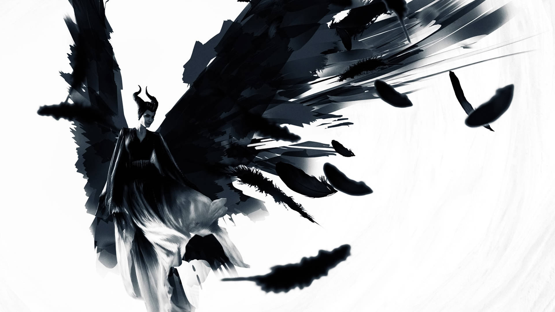 Maleficent Black And White Artwork Background