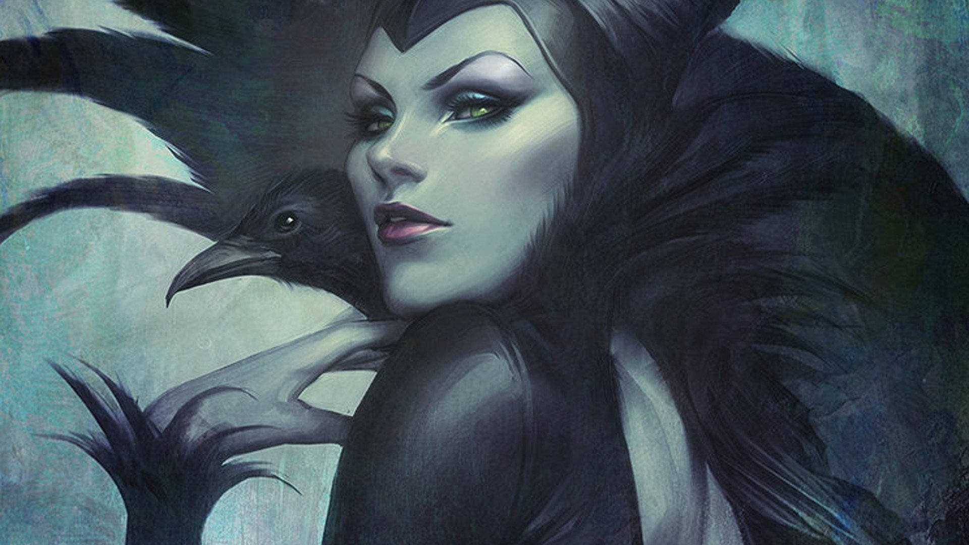 Maleficent With Crow Art Background