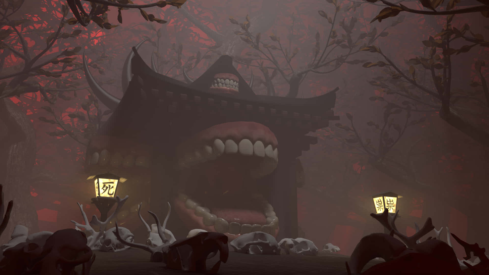 Malevolent Shrine With Lamps [wallpaper]