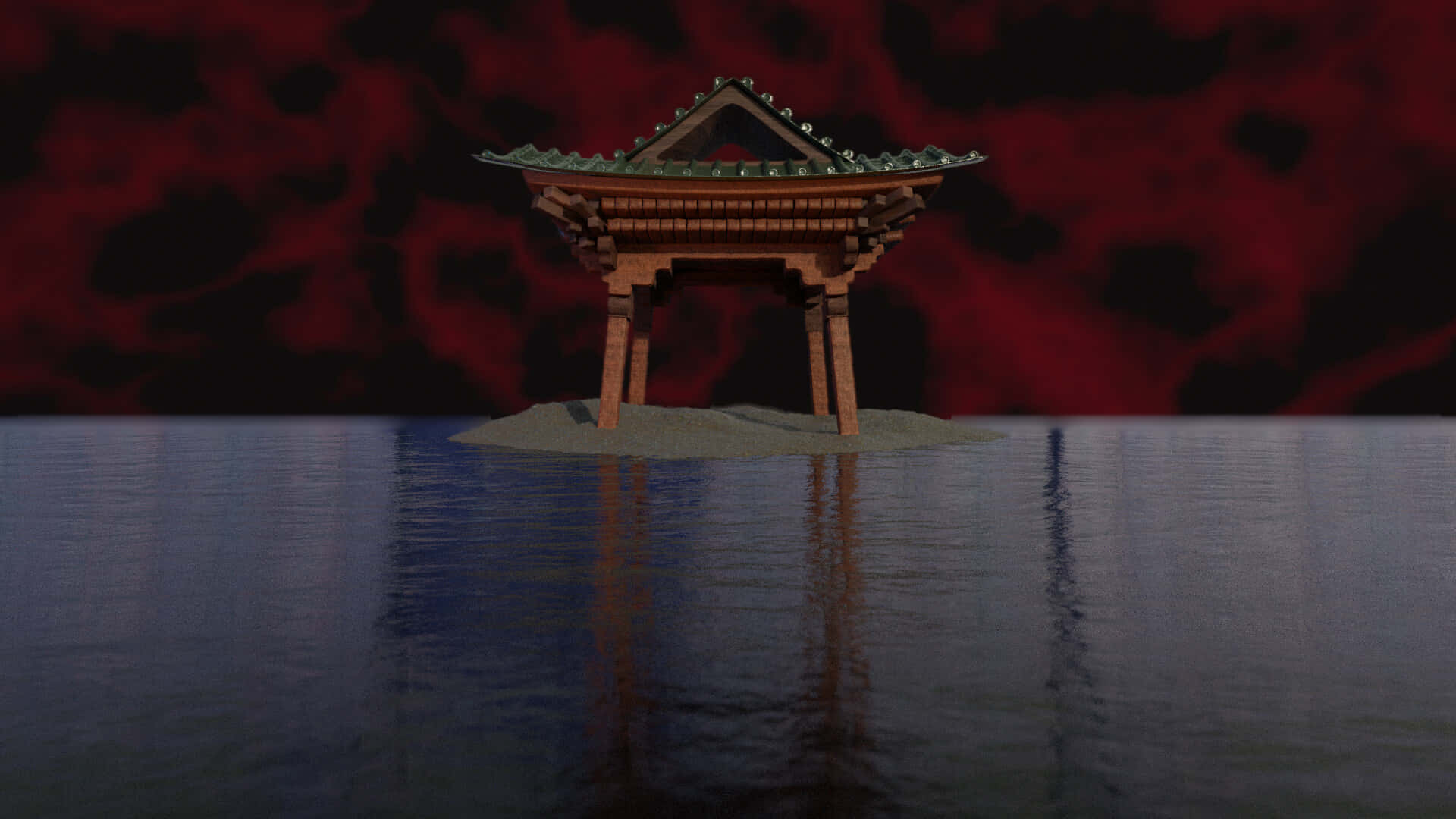 Malevolent Shrine With River [wallpaper] Background