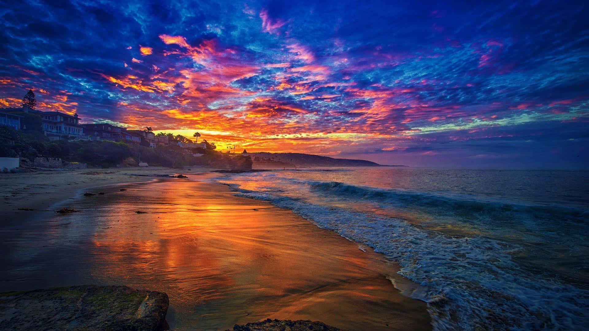 Malibu Beach Sunrise Desktop Dark Blue Sky Background