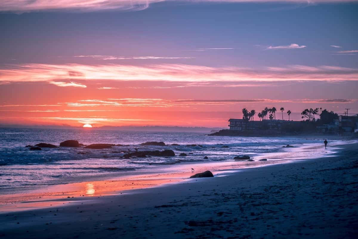Malibu Beach Sunrise Desktop Pastel Blue Sky Background