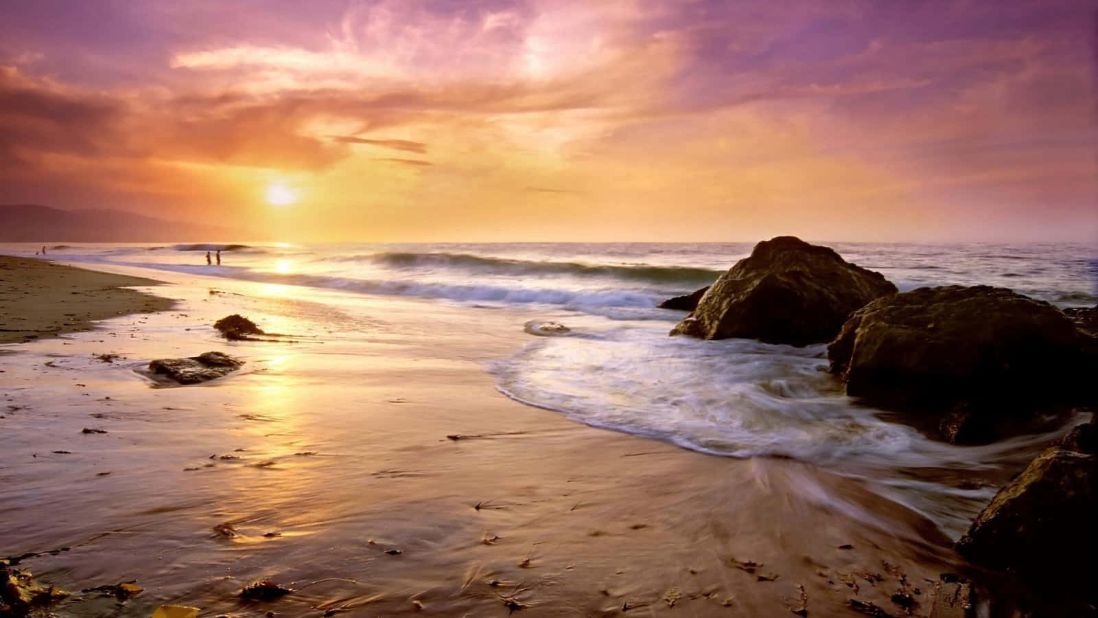 Malibu Beach Sunrise Desktop Yellow Pink Skies Background