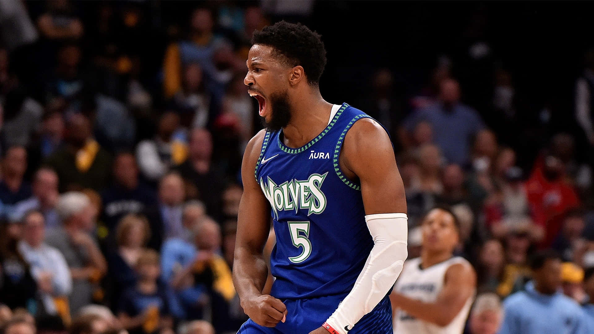 Malik Beasley In Action At A Minnesota Timberwolves Vs. Memphis Grizzlies Game Background