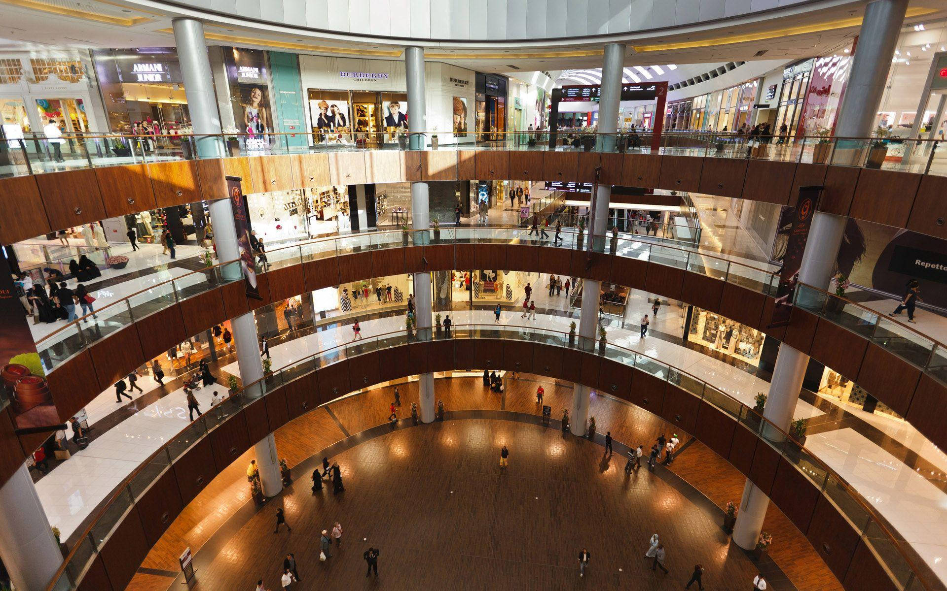 Mall In Dubai Second Largest Shopping Center Background