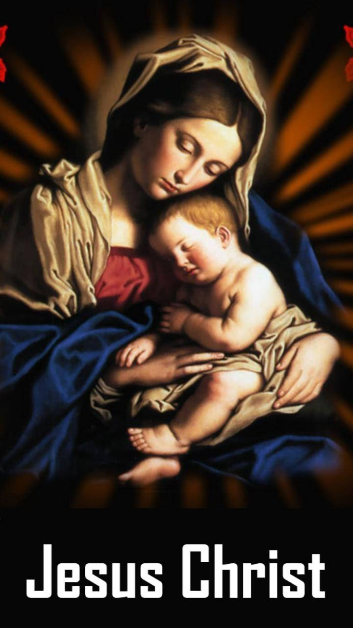 Mama Mary And Christ Jesus Phone Background
