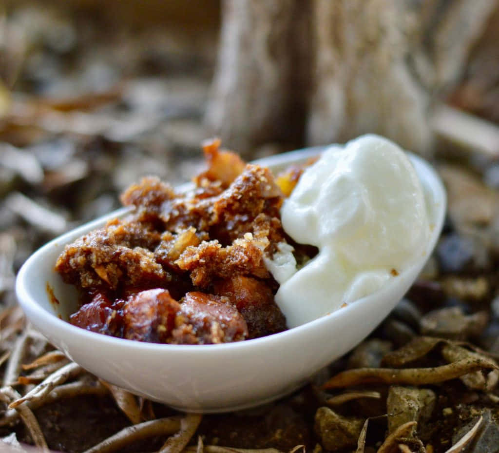 Mammee Apple Plantain Dessert With Coconut Topping Background