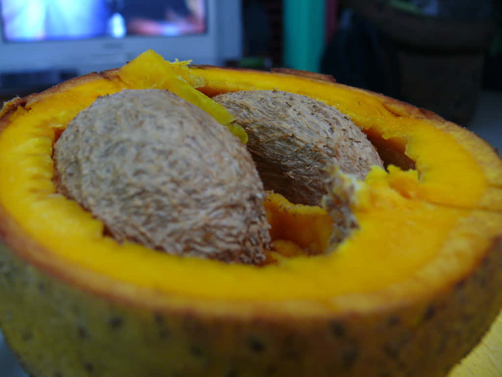 Mammee Fruit Cut Open Background