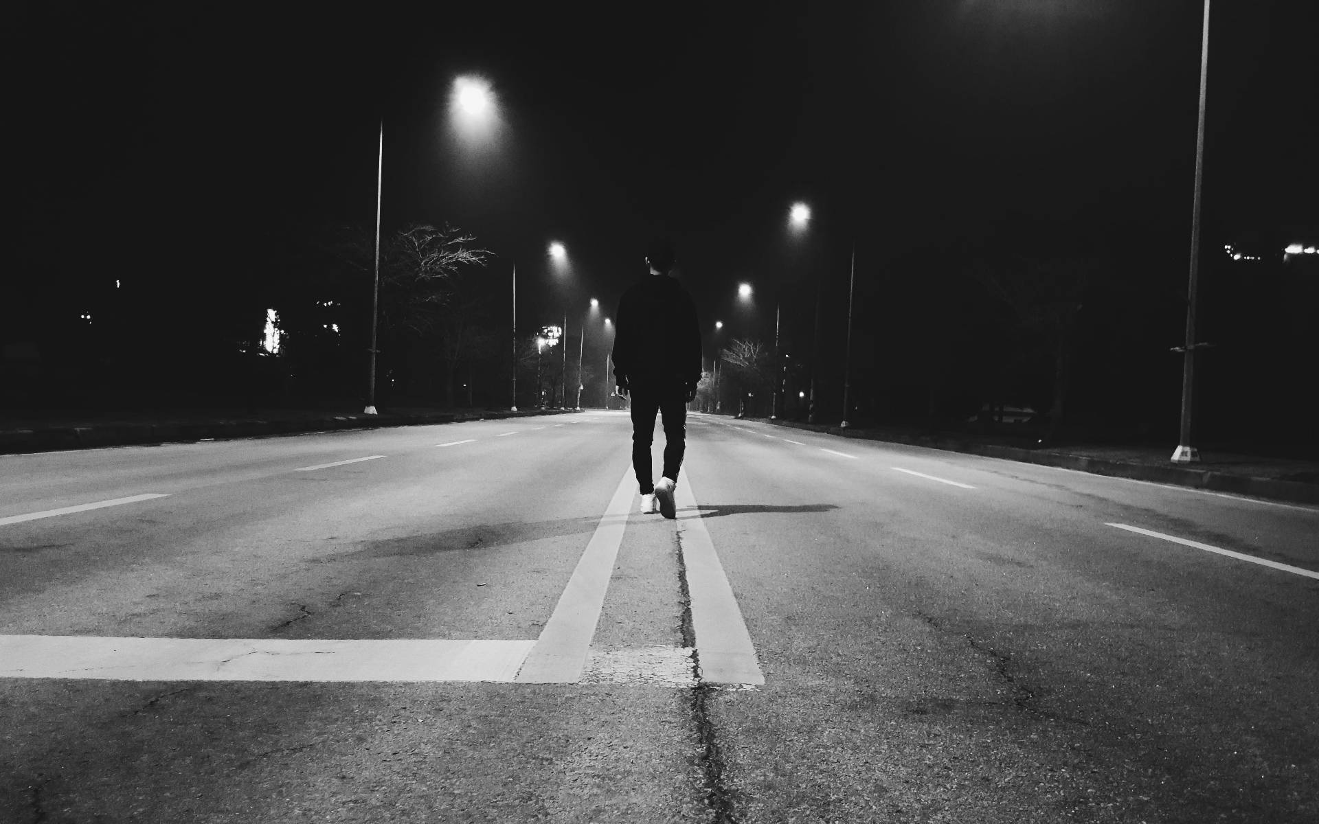 Man Alone On The Road