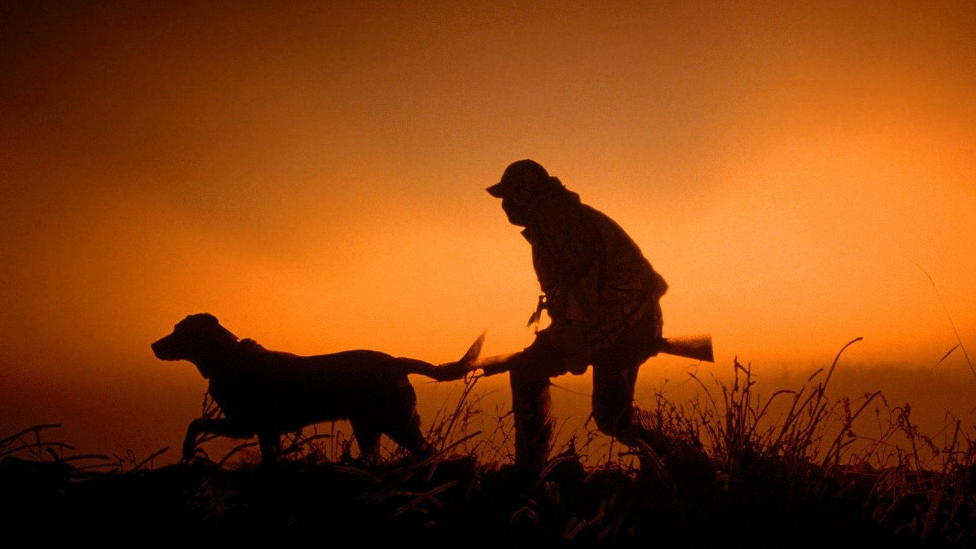 Man And His Best Friend Hunting Together Background
