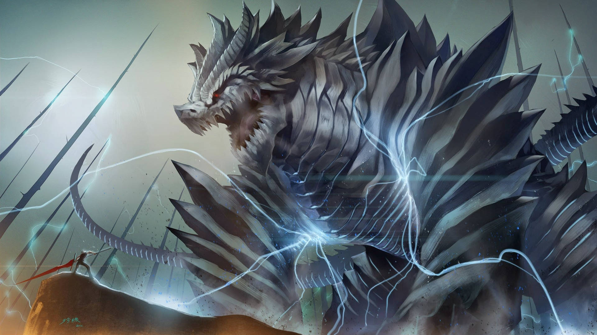Man And Lightning Dragon Background