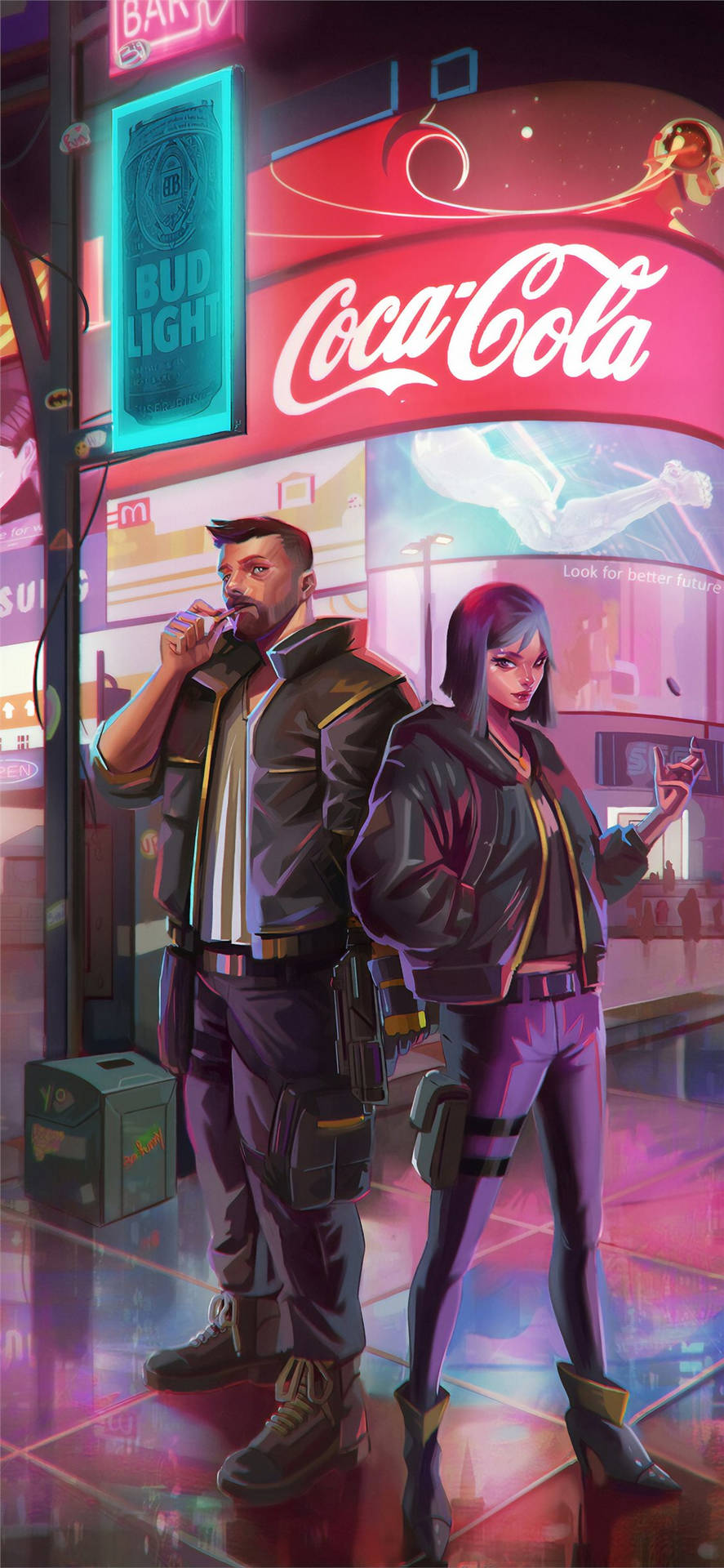 Man And Woman Cyberpunk Iphone X Background