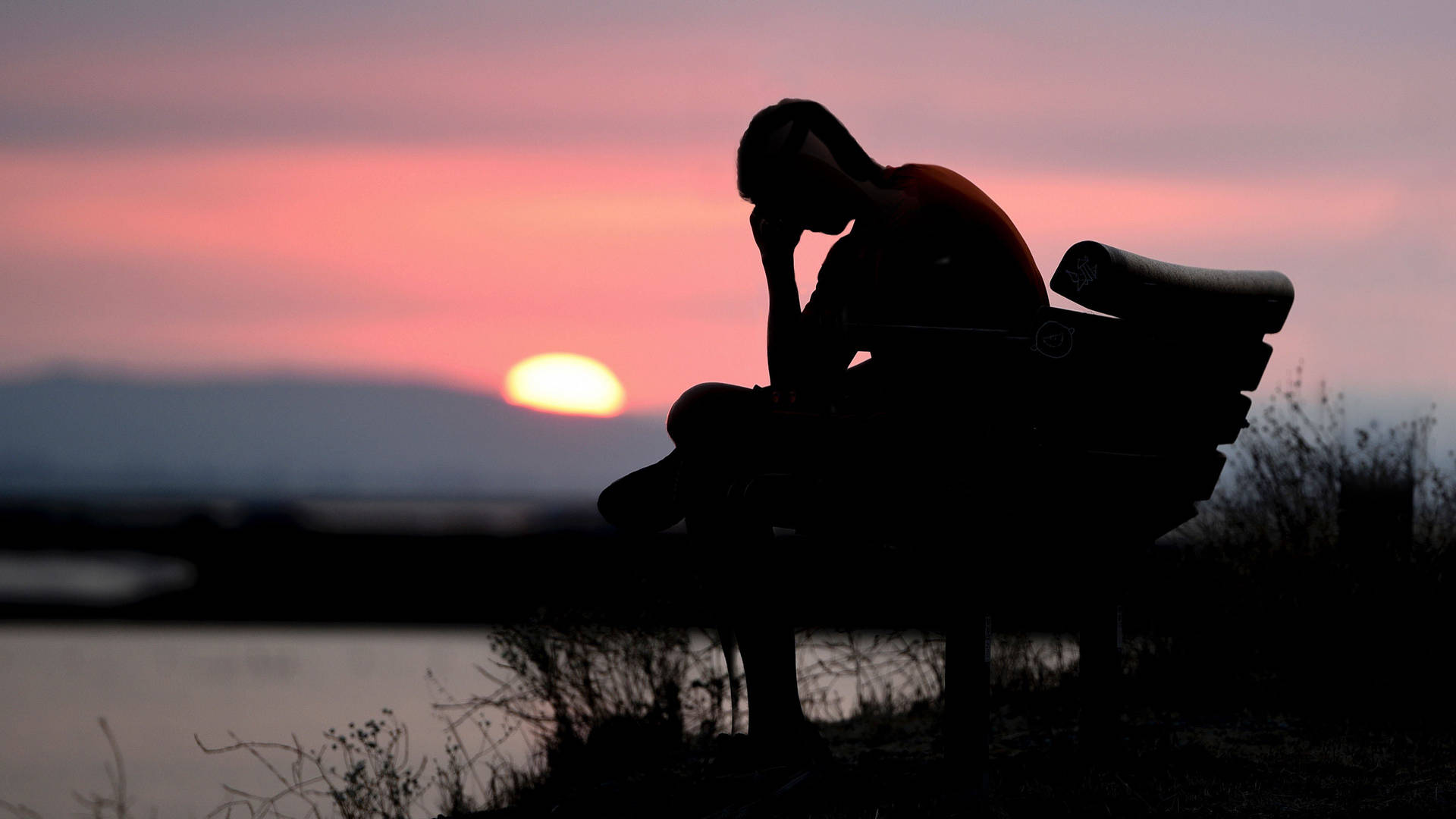 Man At Sunset Heart Broken 4k Background