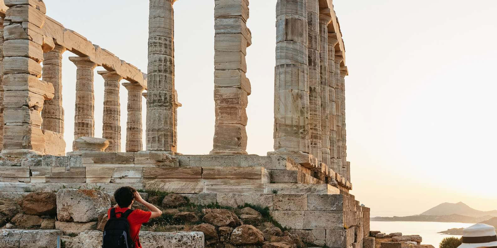 Man At The Temple Of Poseidon