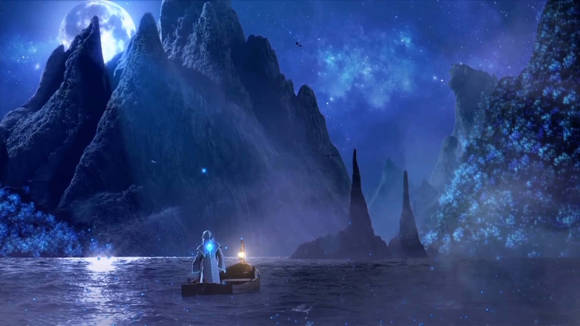 Man Boating In Obscure Lake Background