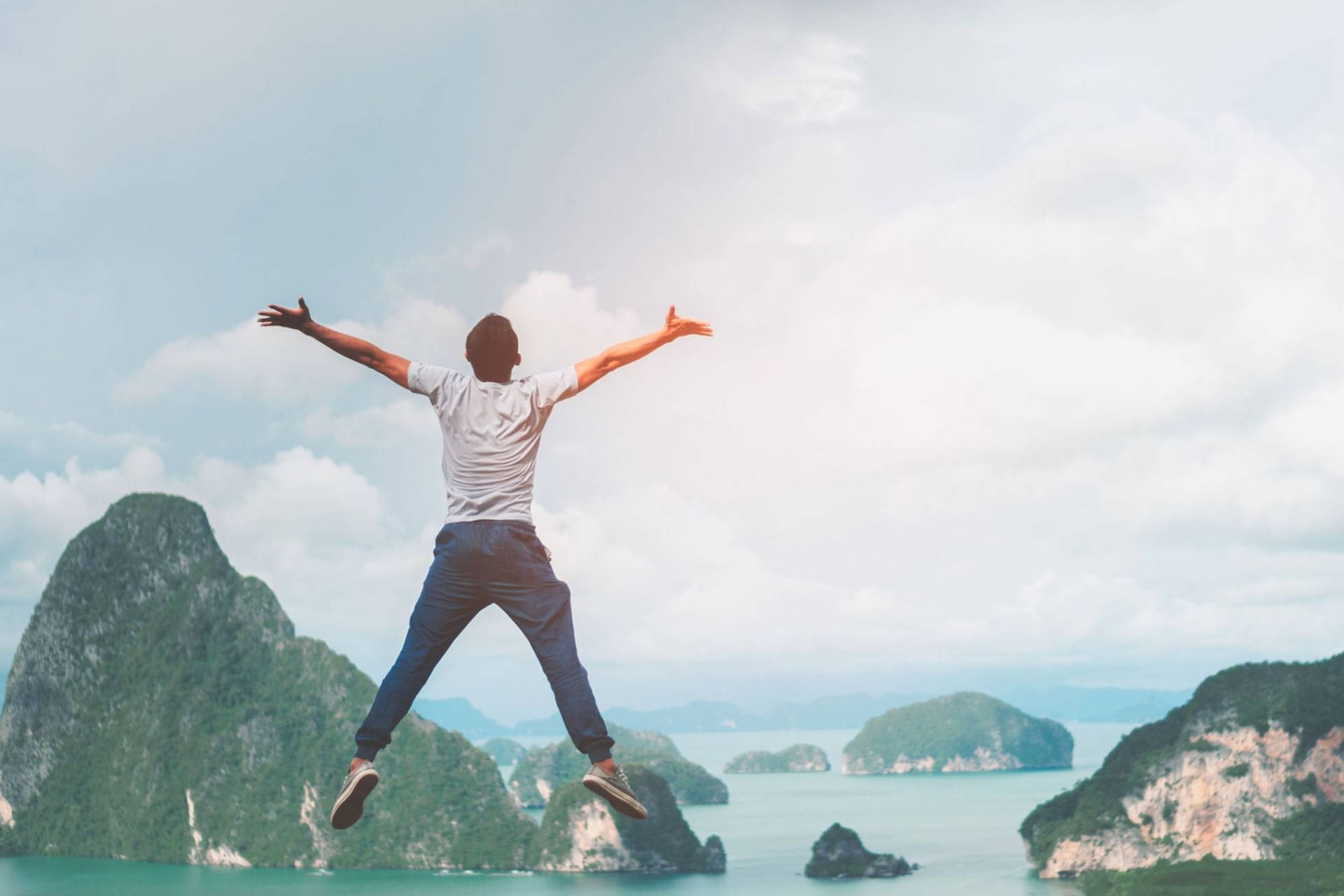 Man Celebrating Life Background