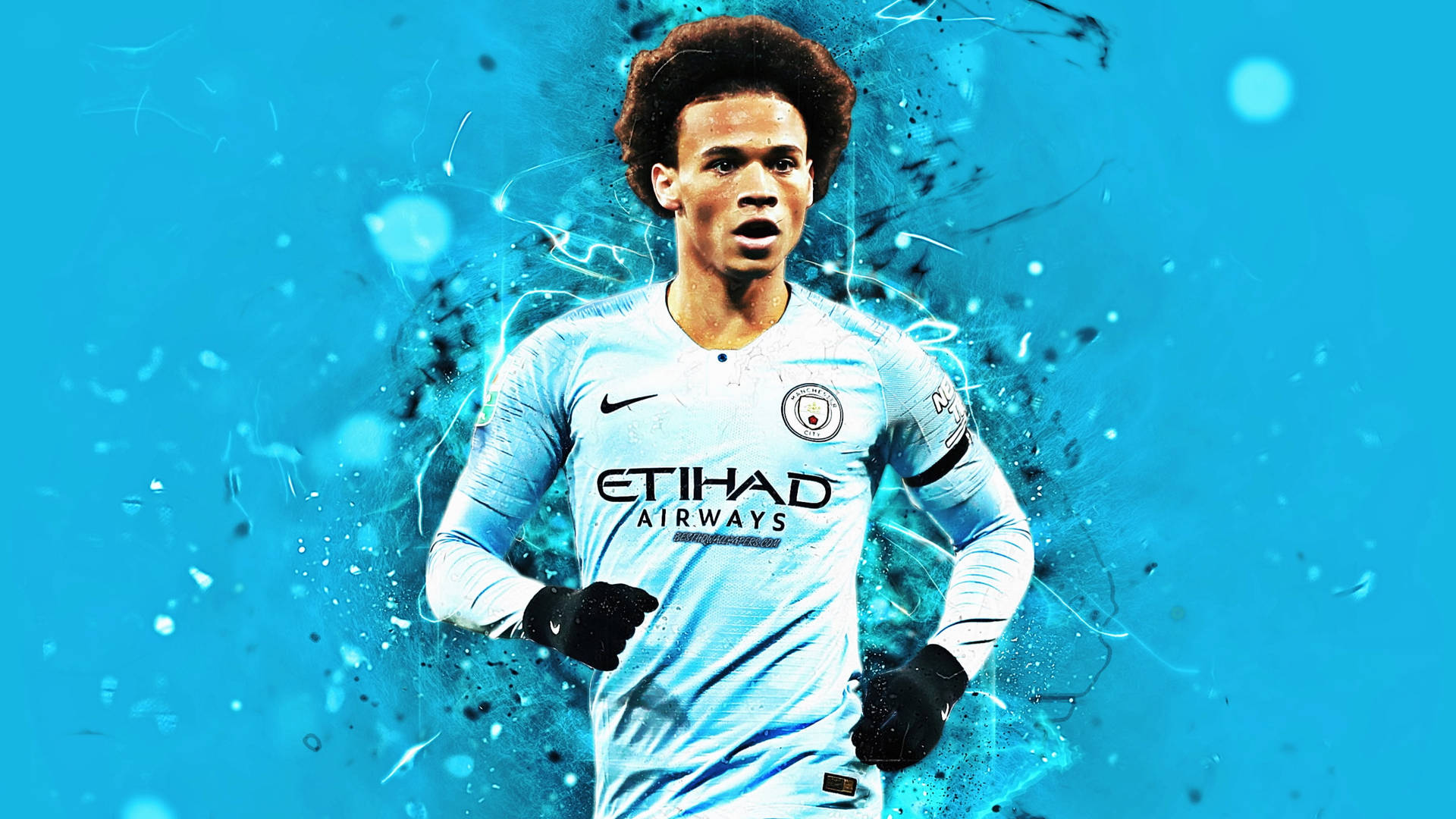 Man City's Leroy Sane Makes An Artistic Play For The Ball. Background