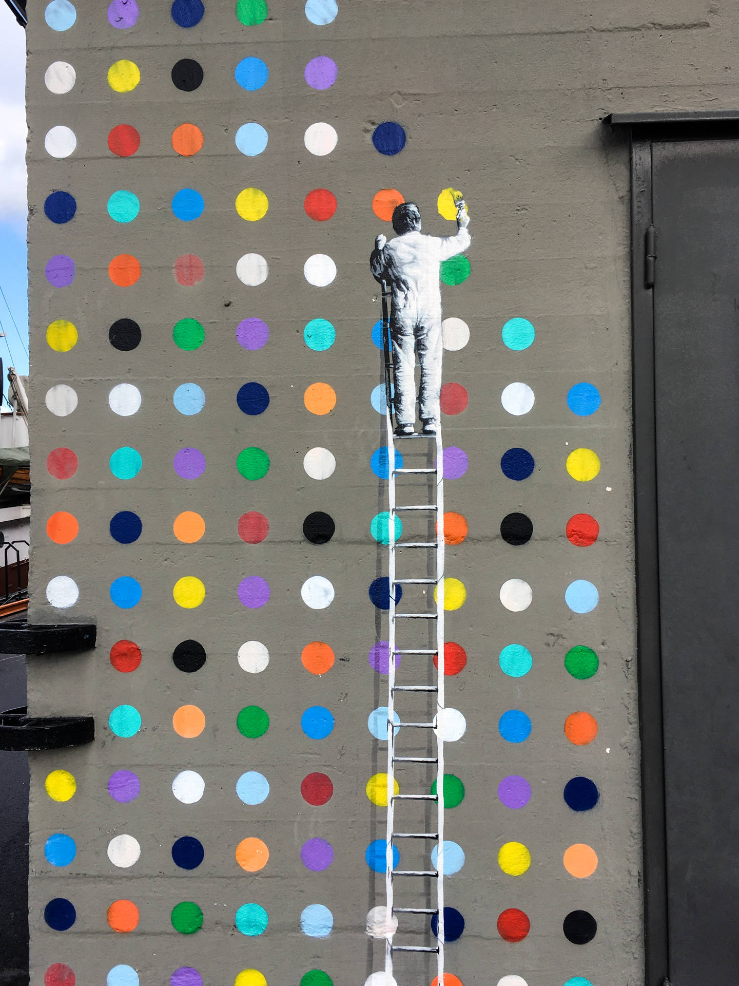 Man Colorful Dots Street Art Background