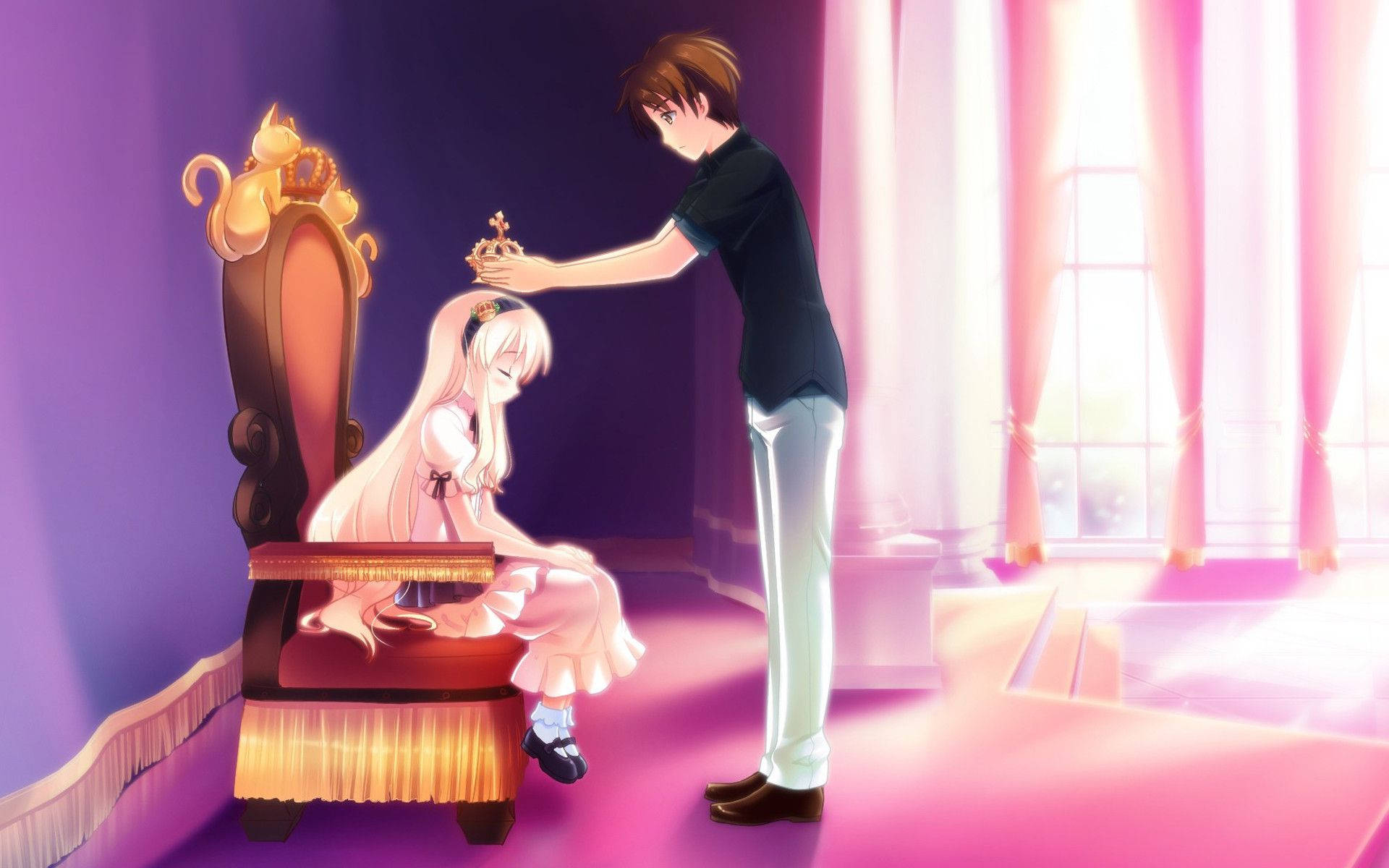 Man Crowning Woman Love Anime Background