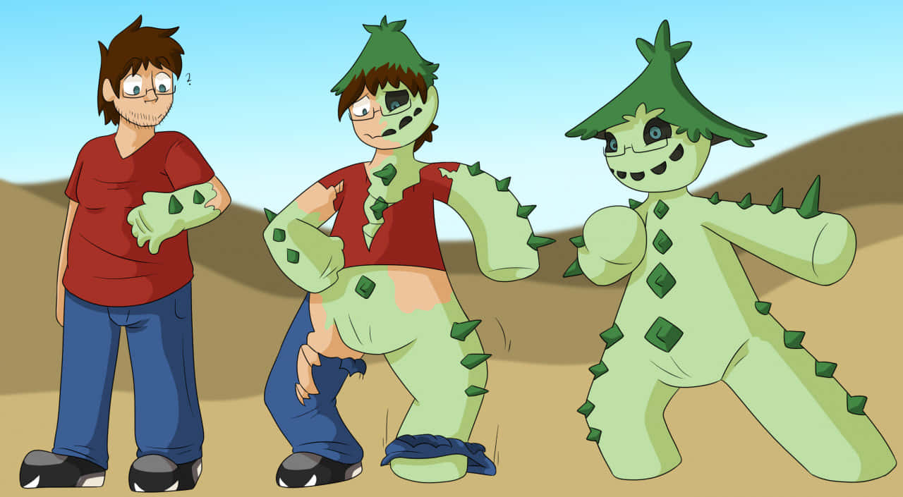 Man Dressing Up As Cacturne Background