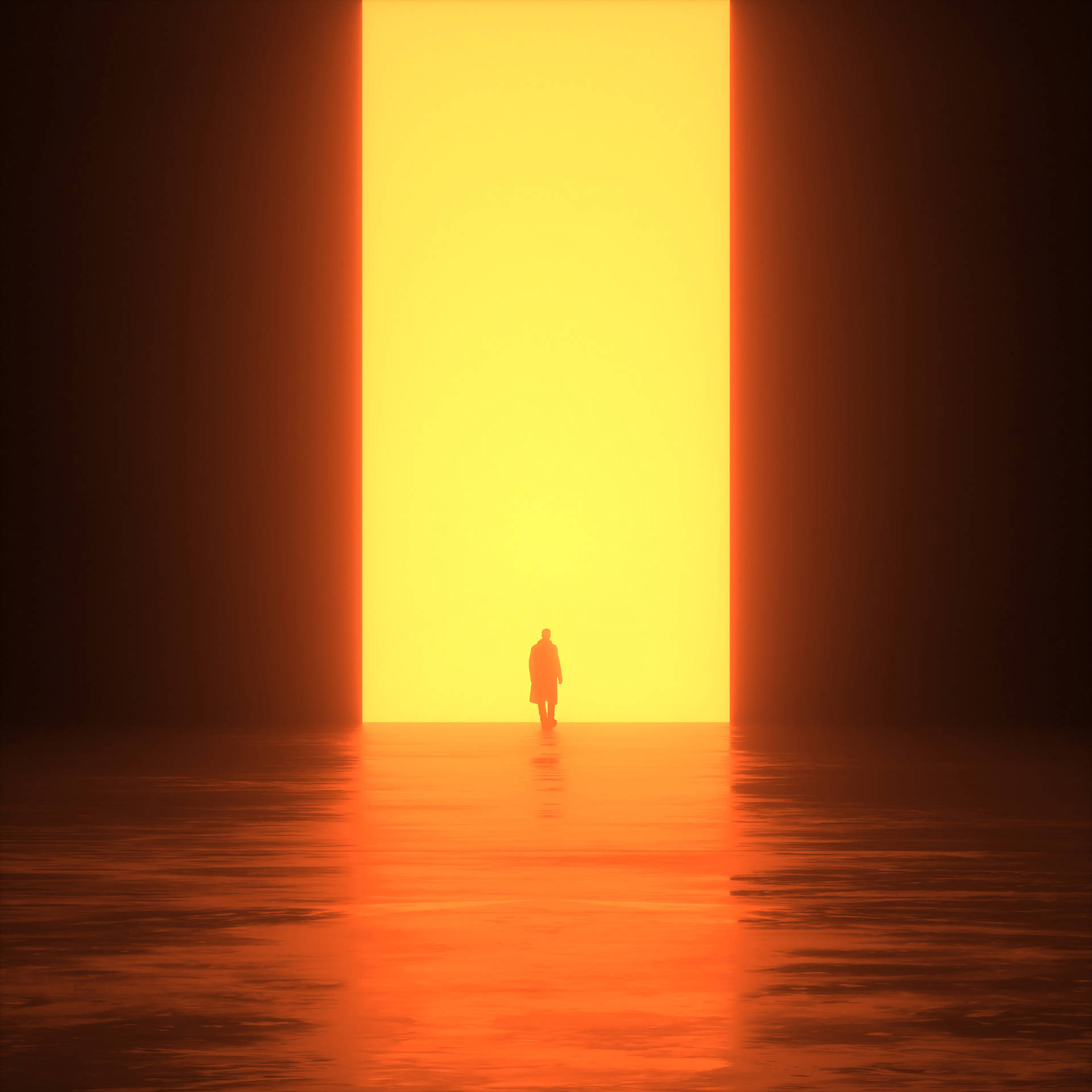 Man Entering Sun-like Portal Background
