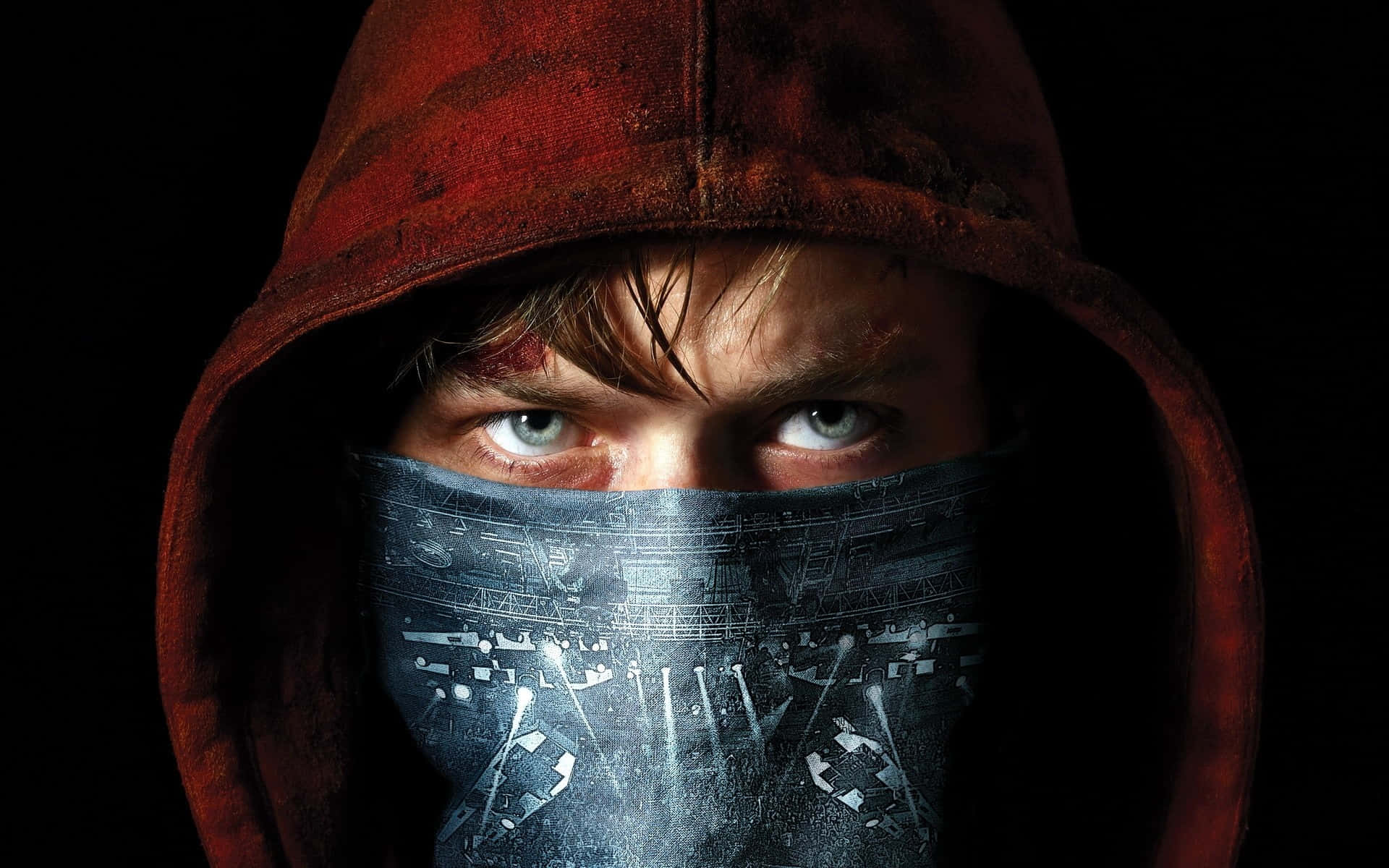 Man Face Wearing Hoodie And Mask Background