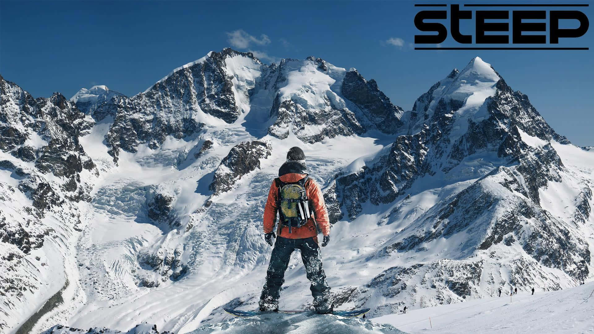 Man Facing Steep Mountain Background