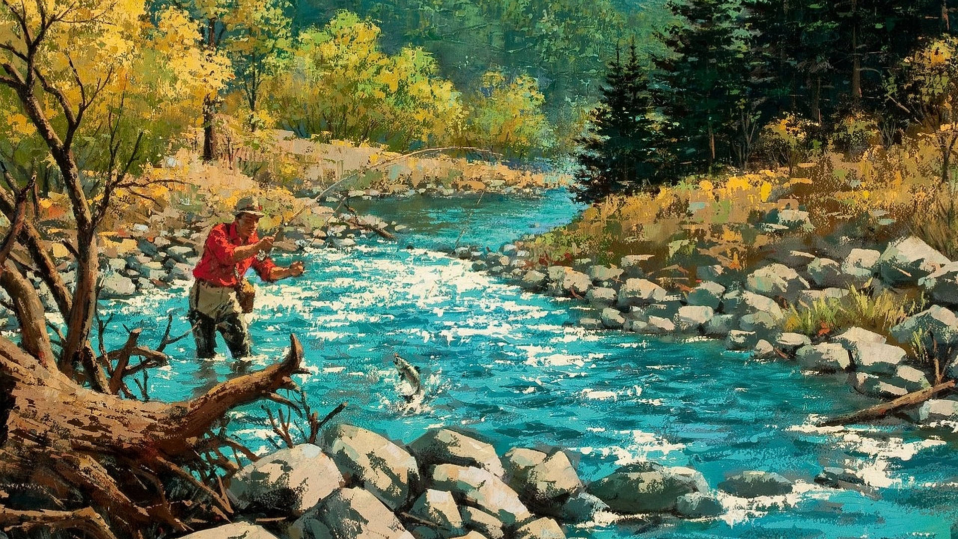 Man Fishing Art Drawing Background