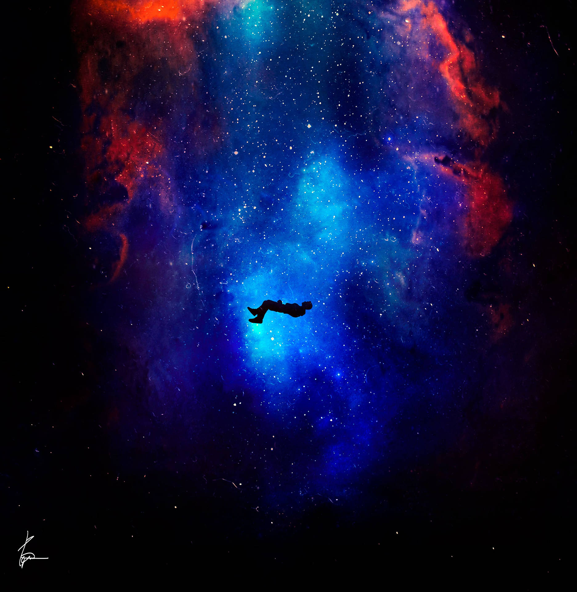 Man Floating In Space Universal Background