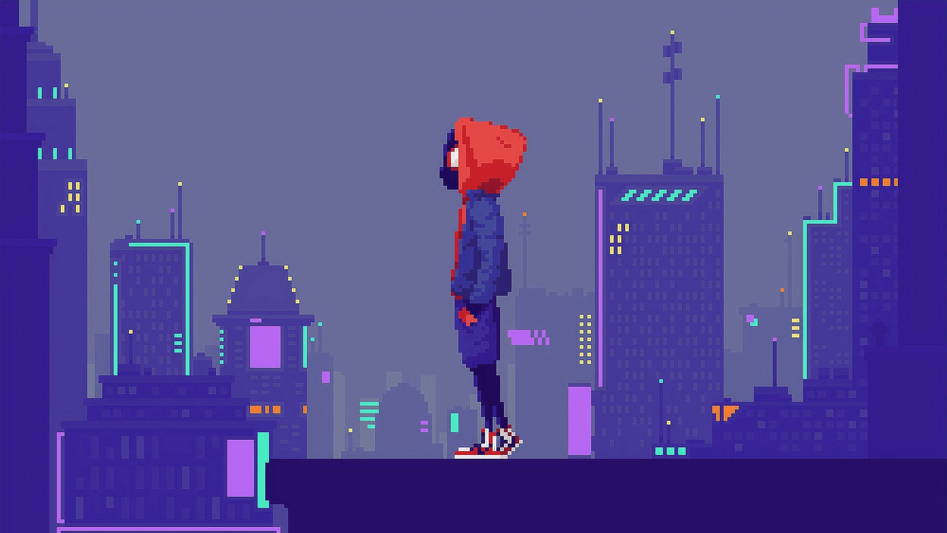 Man In A Hoodie Aesthetic Pixel Art Background