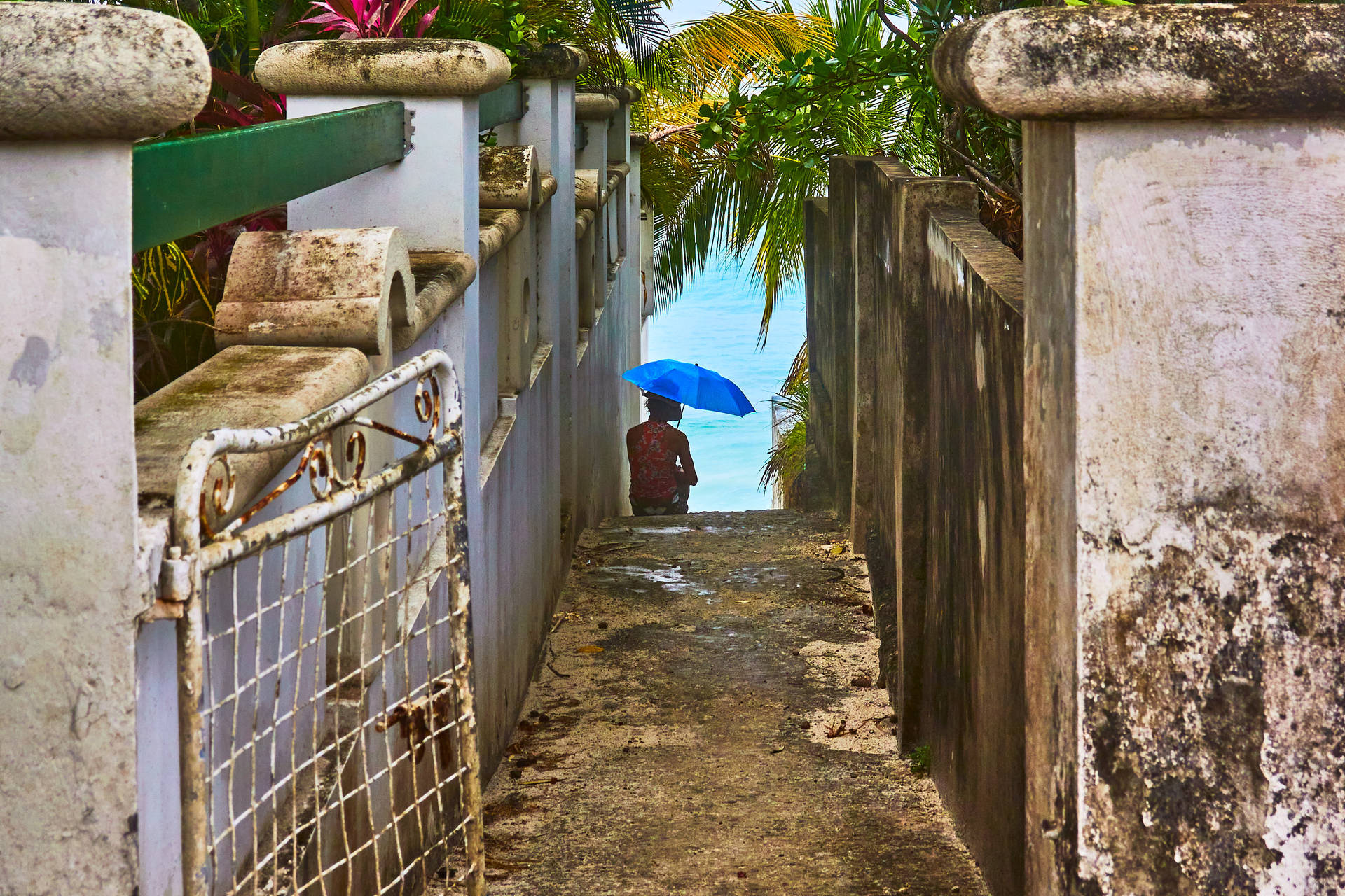 Man In Barbados Way Background
