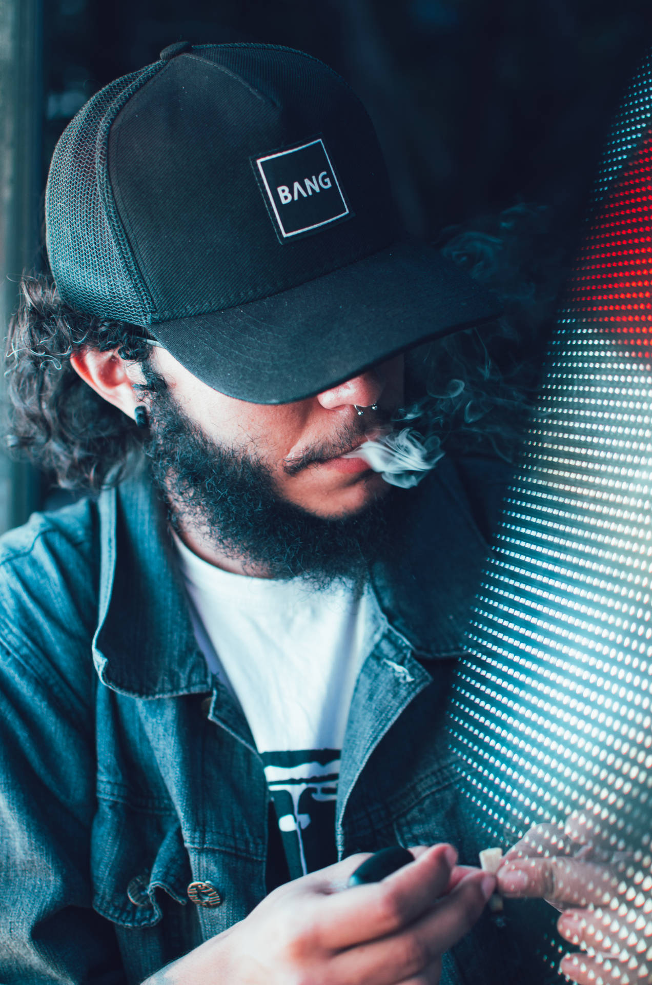 Man In Cap With Smoke Hd Background