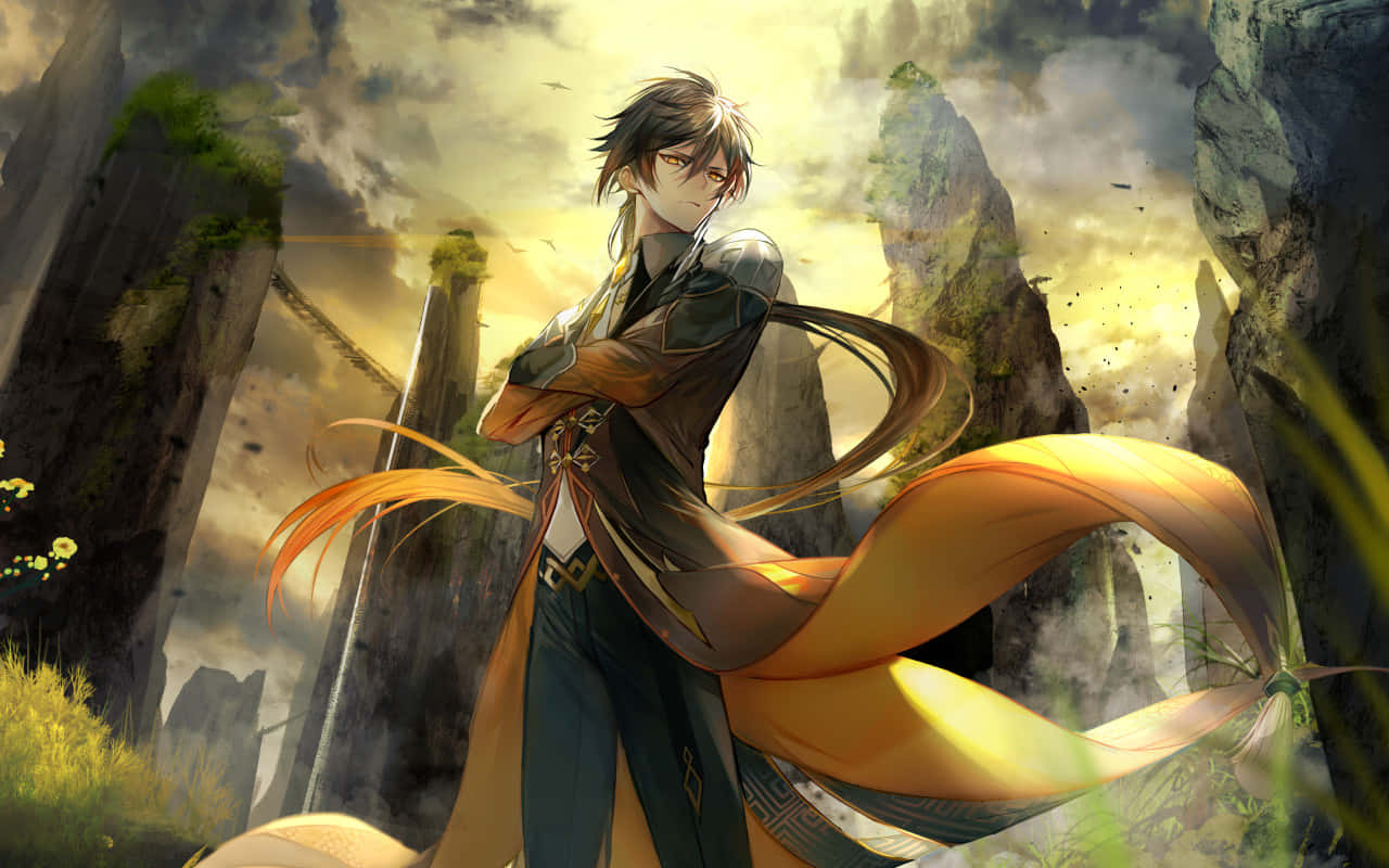 Man In Coat Inazuma Genshin Background