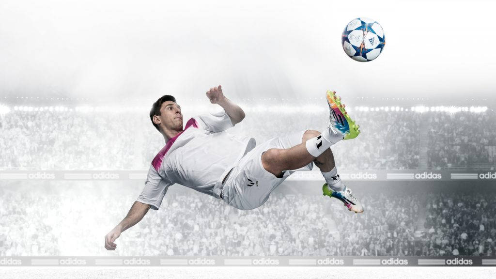 Man In Midair Kicking The Football Hd Background