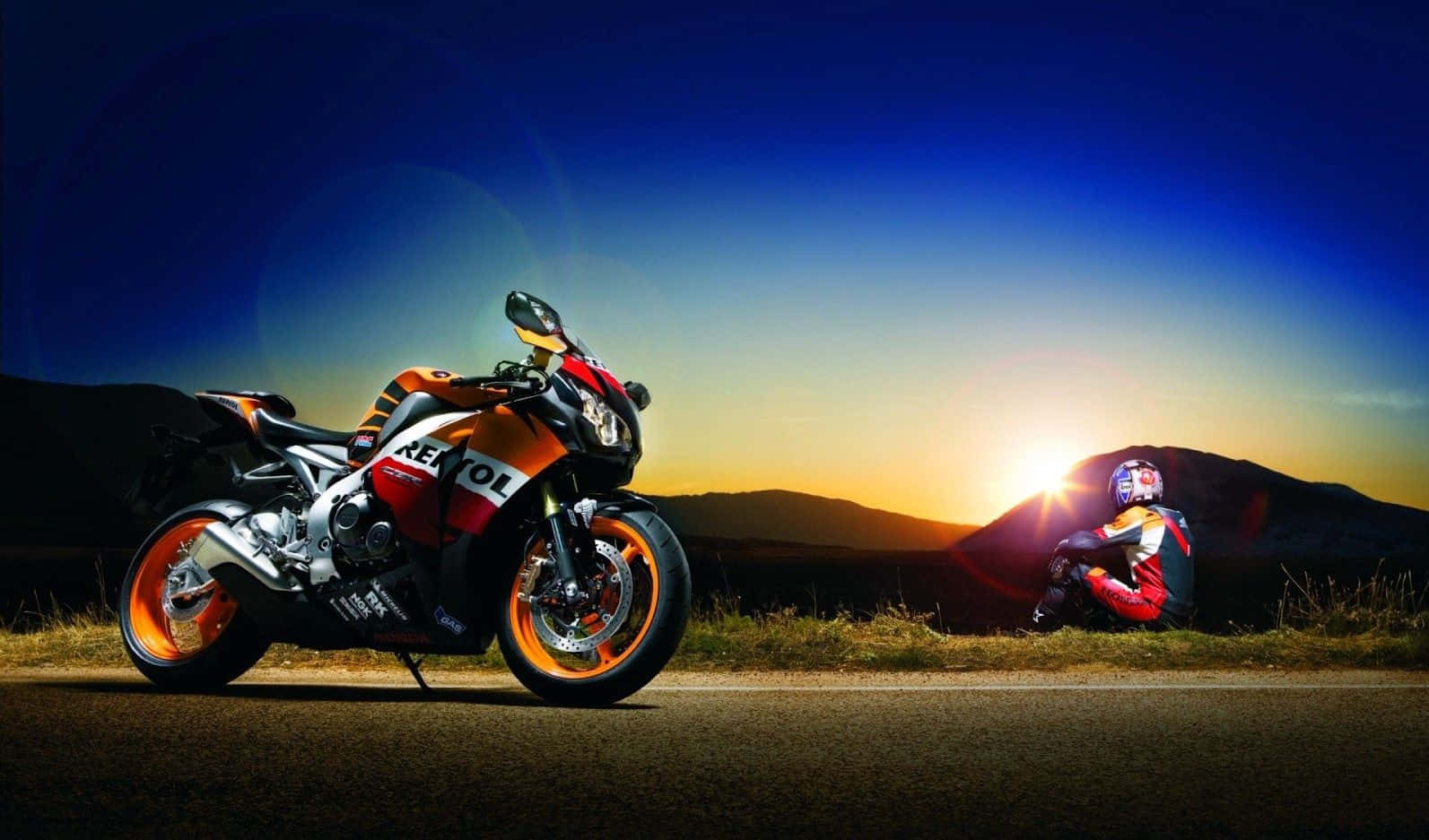 Man In Motorcycle During Sunrise [wallpaper]