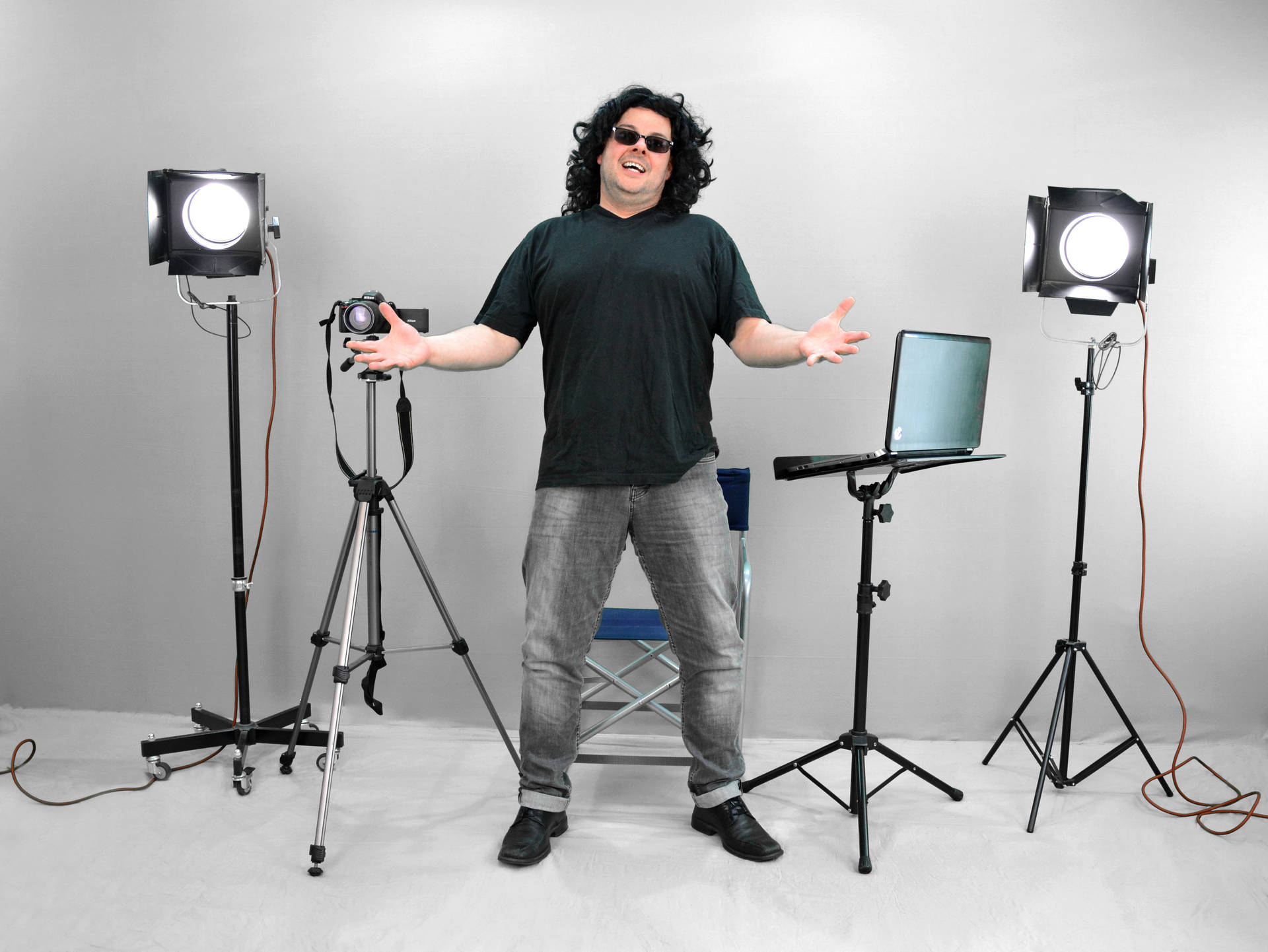 Man In Photography Studio Background
