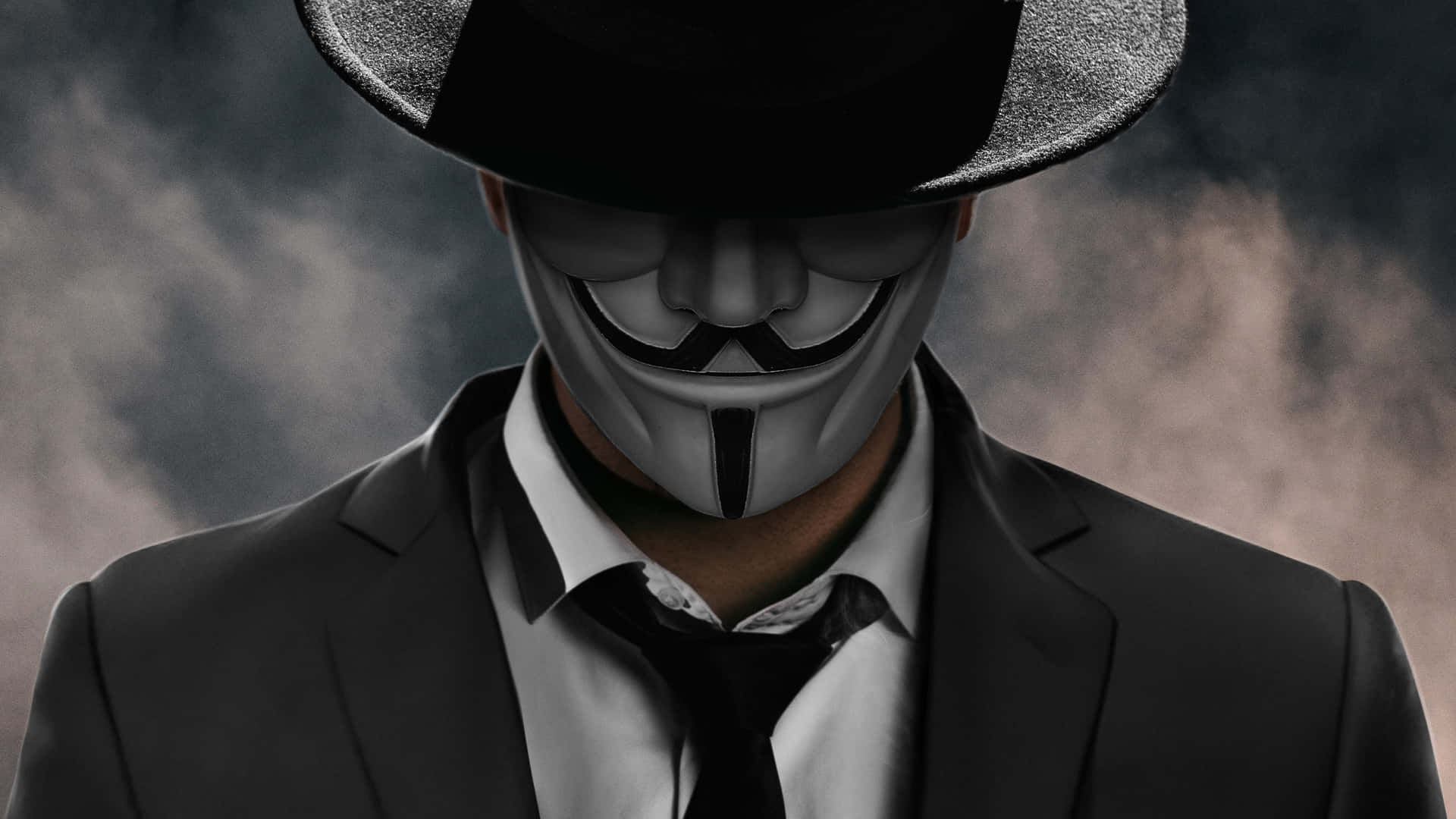 Man In Suit With Joker Face Background