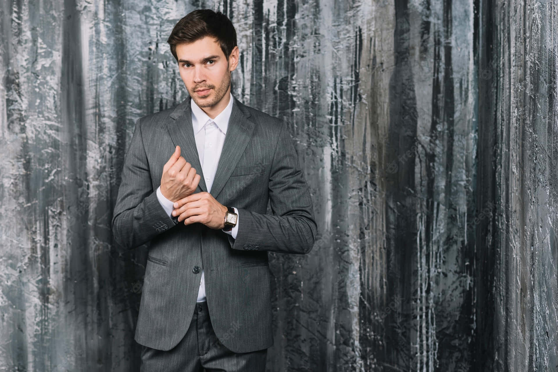 Man In Suit With No Necktie Background