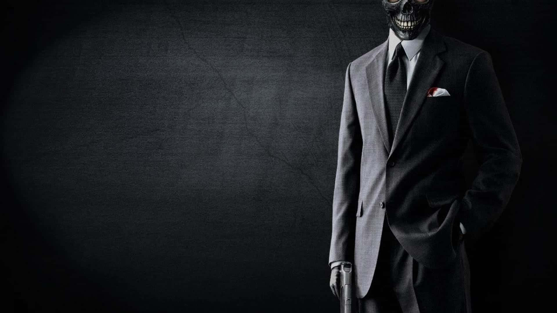 Man In Suit With Skull Face