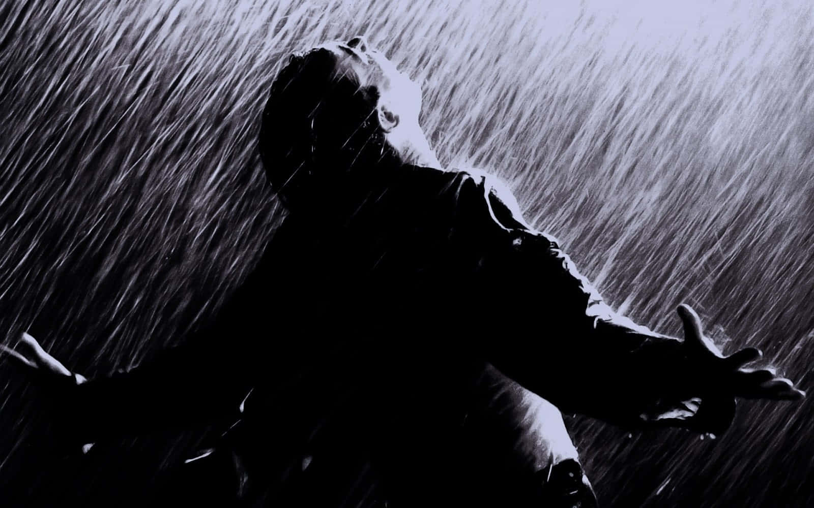 Man In The Rain Of Sadness Background