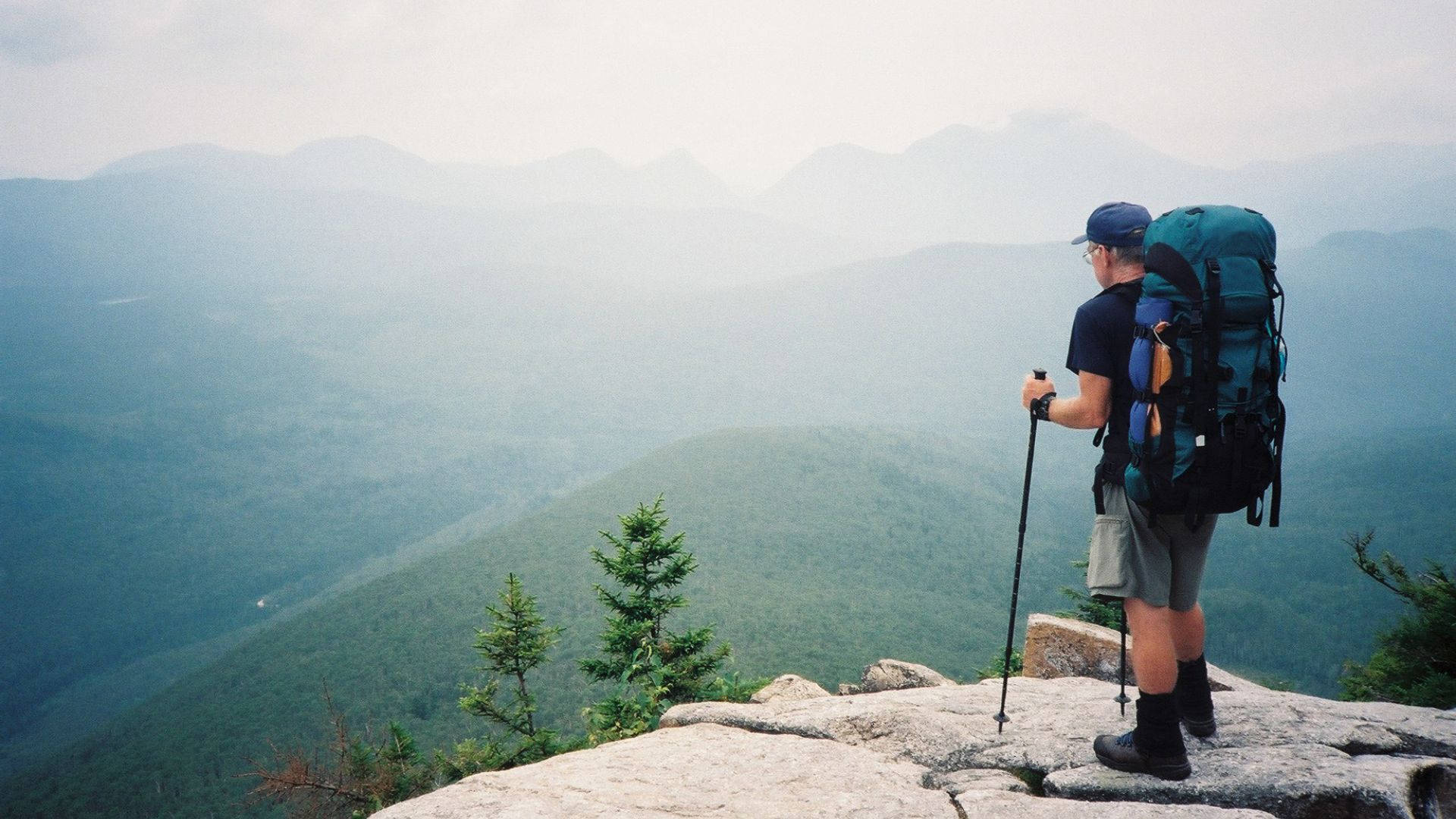 Man Journey Mountain Top Background