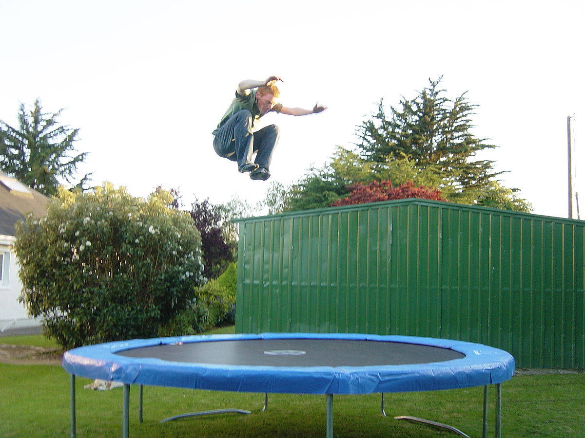 Man Jumping High From A Trampoline