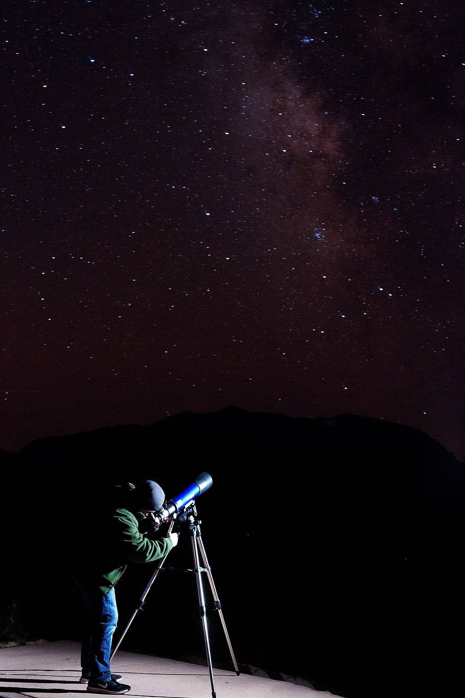 Man Looking Through A Telescope Background